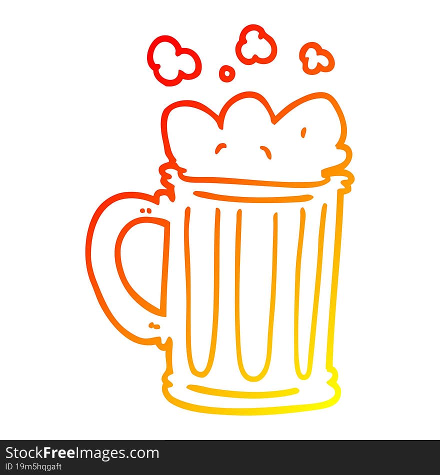 warm gradient line drawing cartoon pint of beer