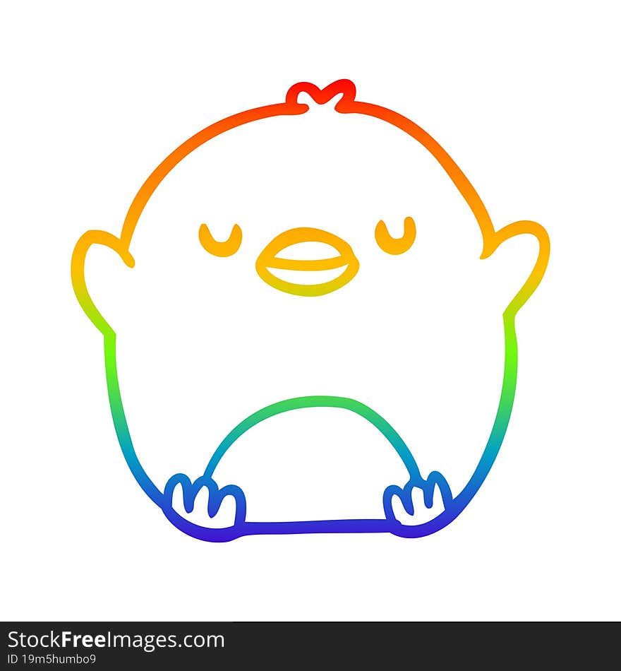 rainbow gradient line drawing cute penguin