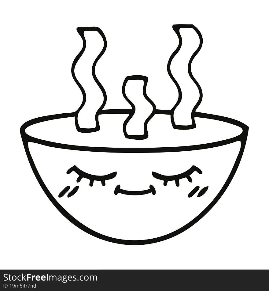 Line Drawing Cartoon Bowl Of Hot Soup