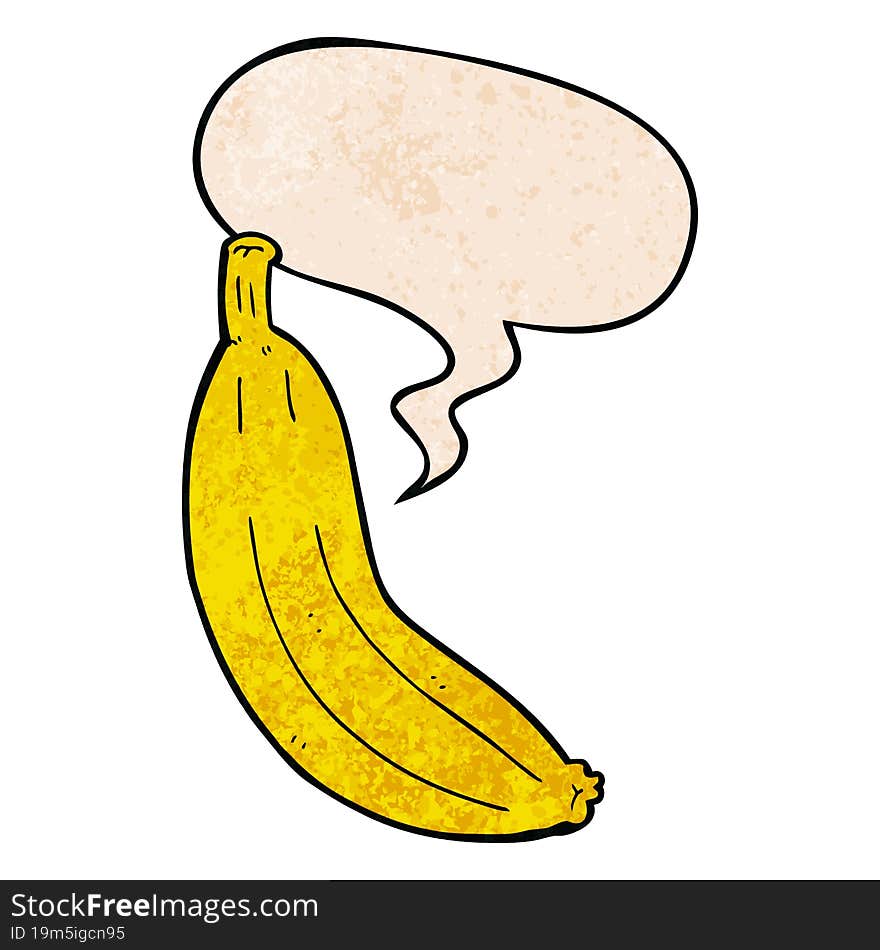 Cartoon Banana And Speech Bubble In Retro Texture Style