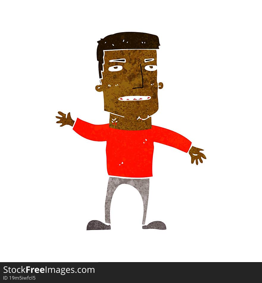 Cartoon Waving Stressed Man