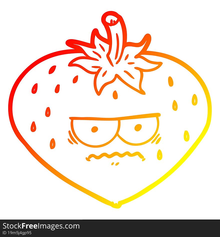 Warm Gradient Line Drawing Cartoon Strawberry