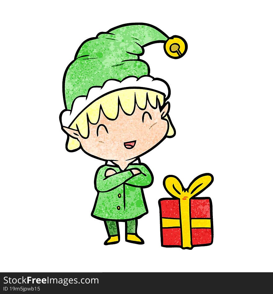 cartoon happy christmas elf. cartoon happy christmas elf