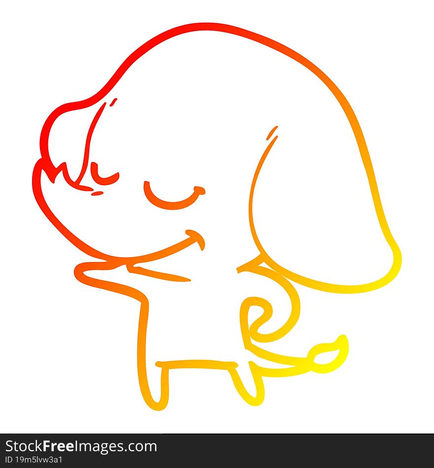 warm gradient line drawing cartoon smiling elephant