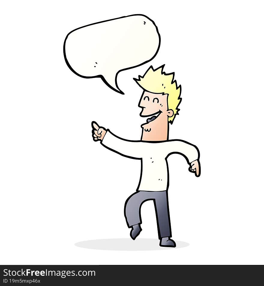 cartoon man pointing and laughing with speech bubble