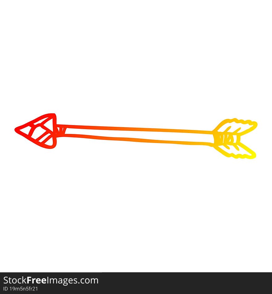 warm gradient line drawing cartoon arrow