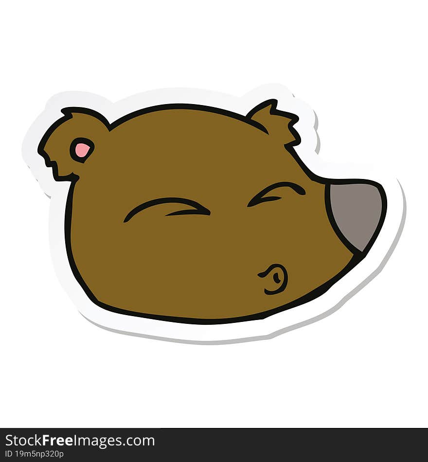 Sticker Of A Cartoon Bear Face