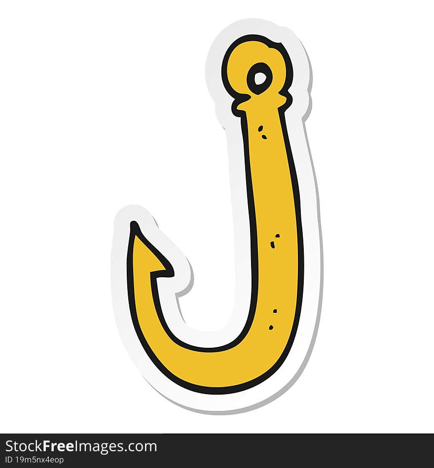 sticker of a cartoon fish hook