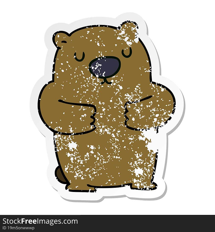 Distressed Sticker Of A Quirky Hand Drawn Cartoon Beaver