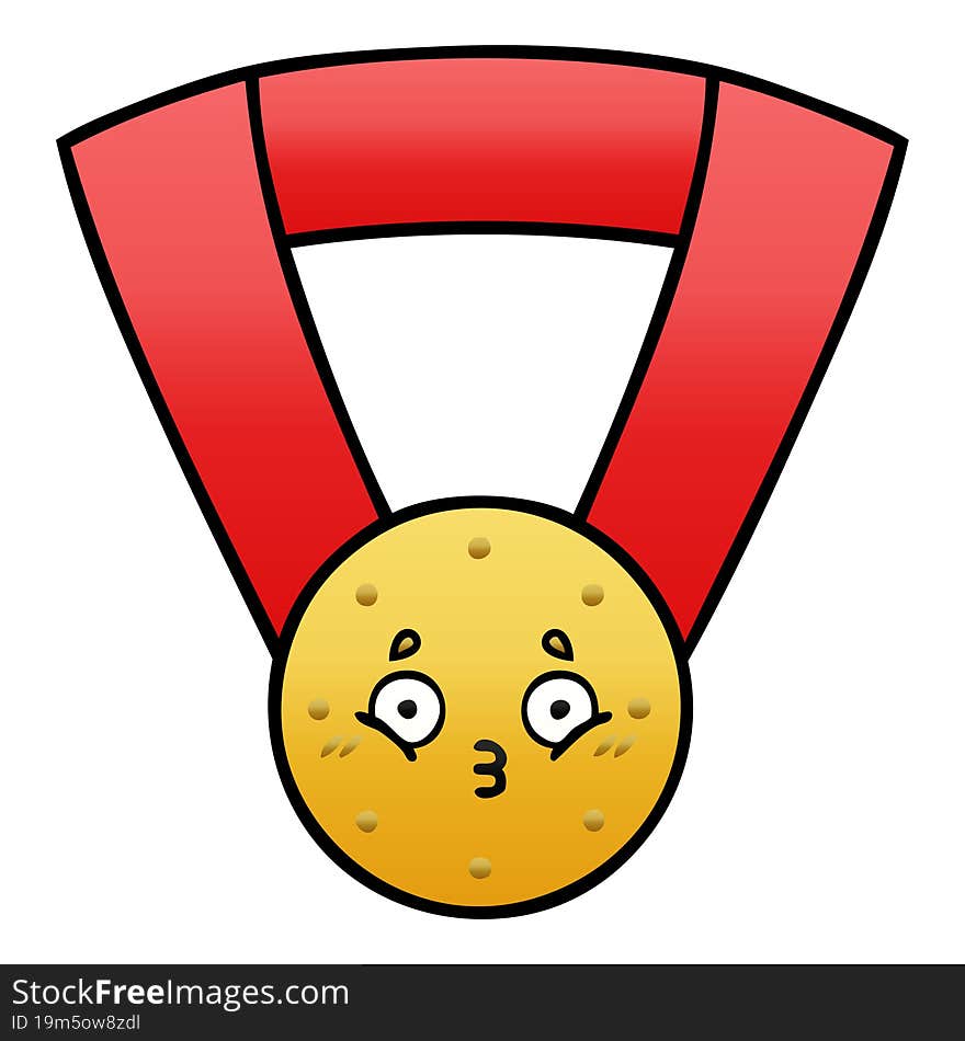 gradient shaded cartoon gold medal