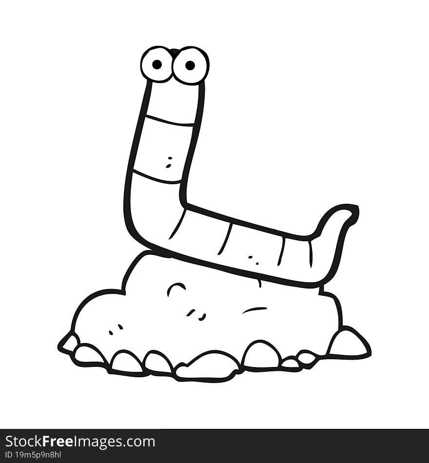 black and white cartoon worm