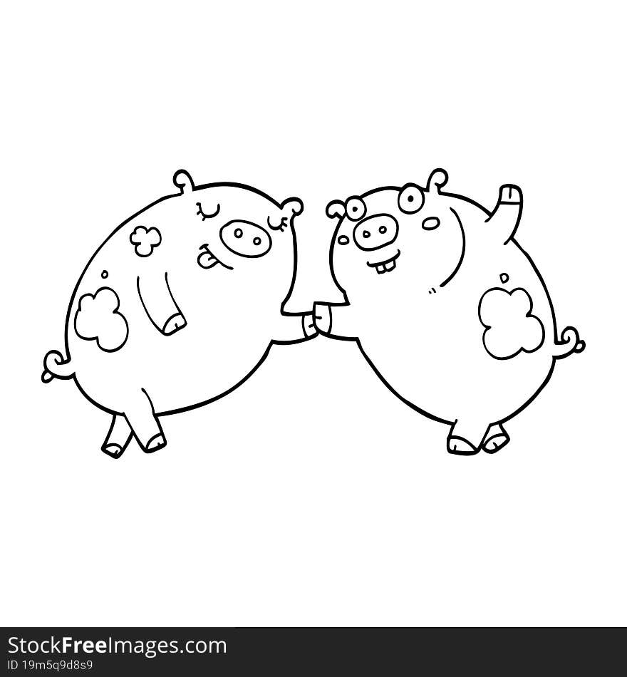 cartoon pigs dancing