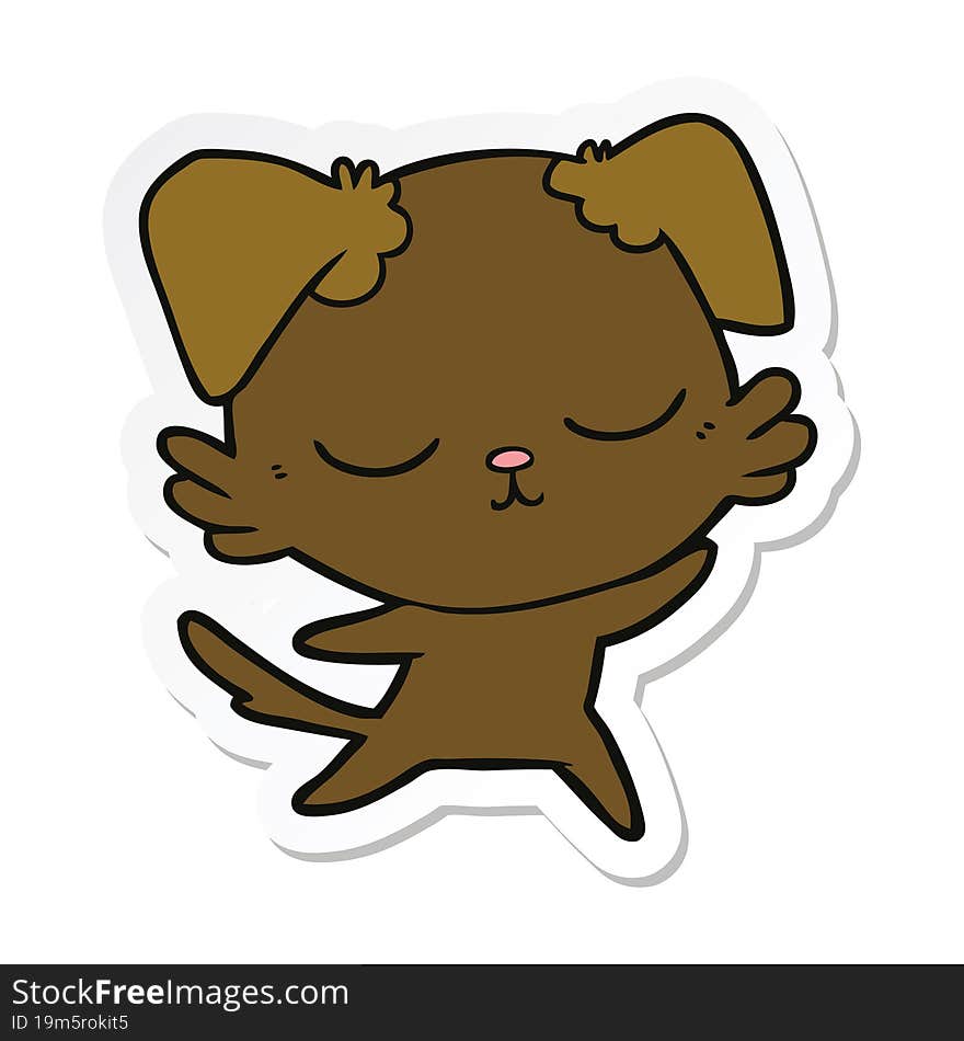 Sticker Of A Cute Cartoon Dog