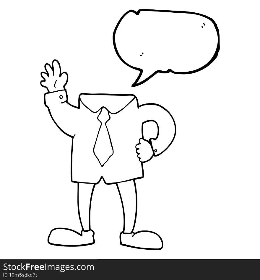 freehand drawn speech bubble cartoon headless businessman