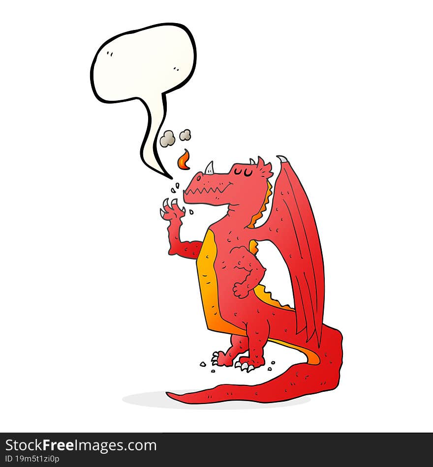 freehand drawn speech bubble cartoon happy dragon