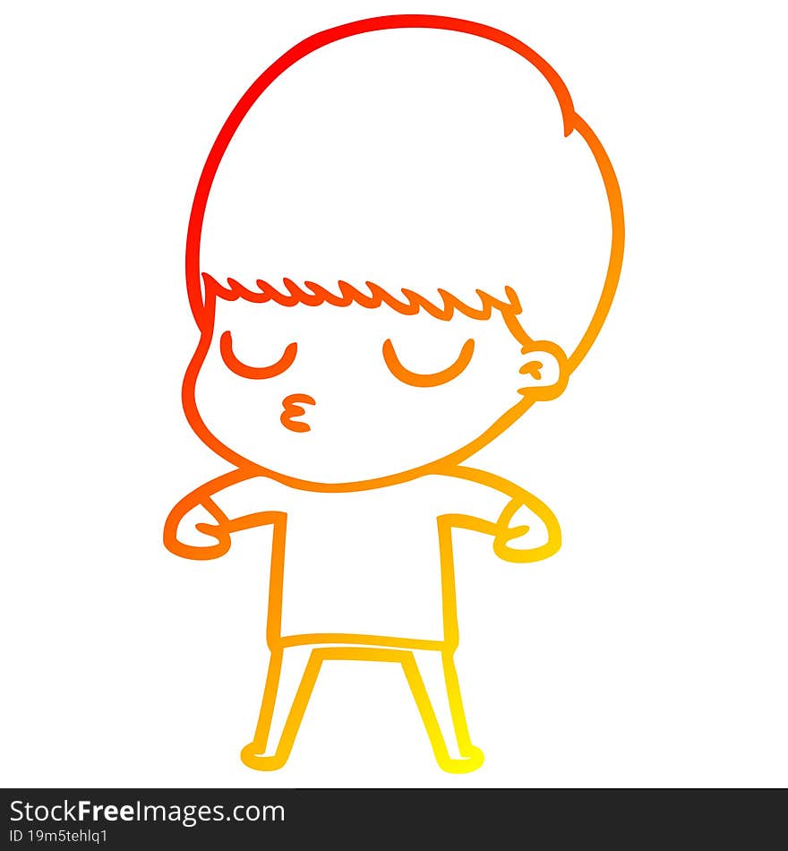 warm gradient line drawing cartoon calm boy