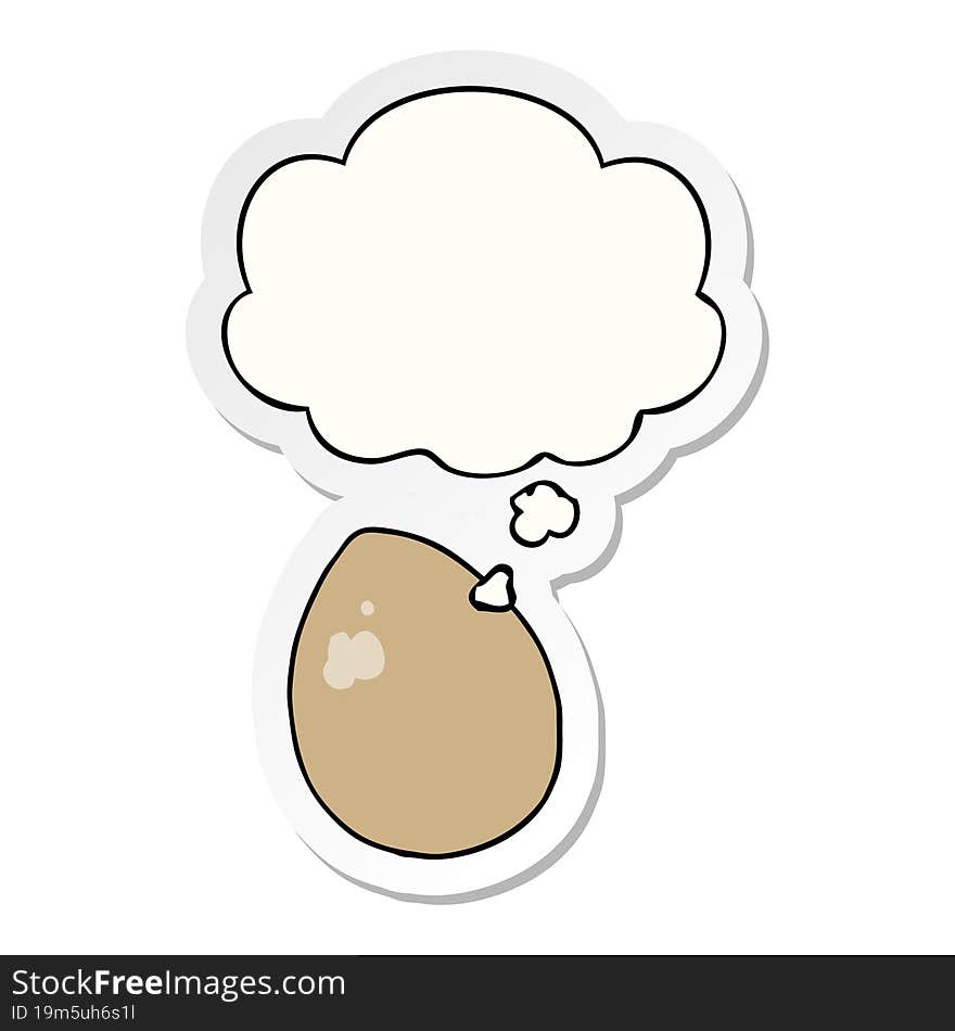 Cartoon Egg And Thought Bubble As A Printed Sticker