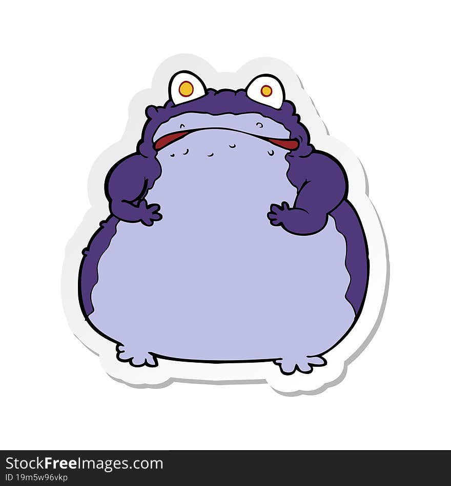 Sticker Of A Cartoon Fat Frog