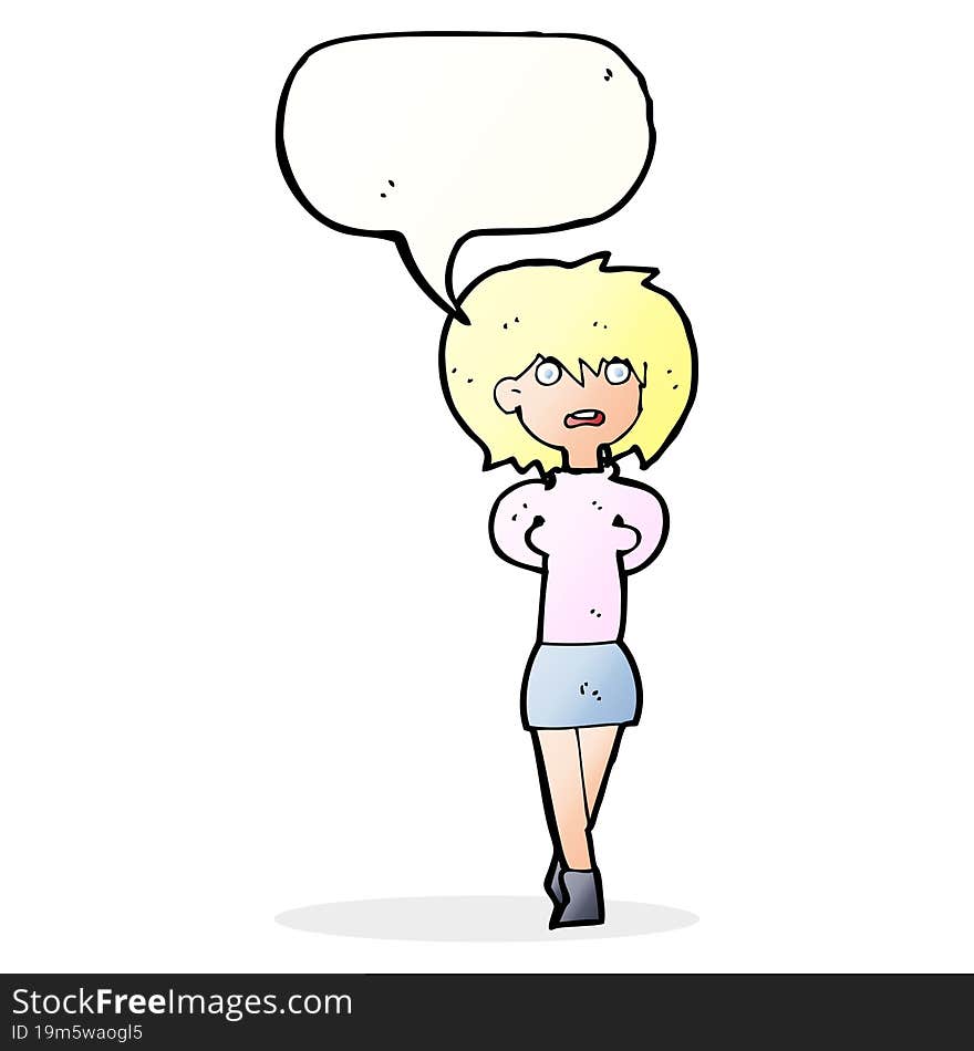 Cartoon Shocked Woman With Speech Bubble