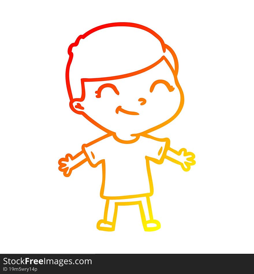 warm gradient line drawing cartoon boy smiling