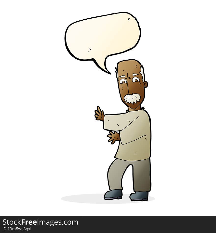 cartoon angry old man with speech bubble