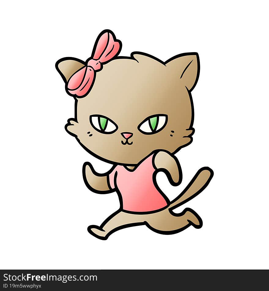 cute cartoon cat jogging. cute cartoon cat jogging