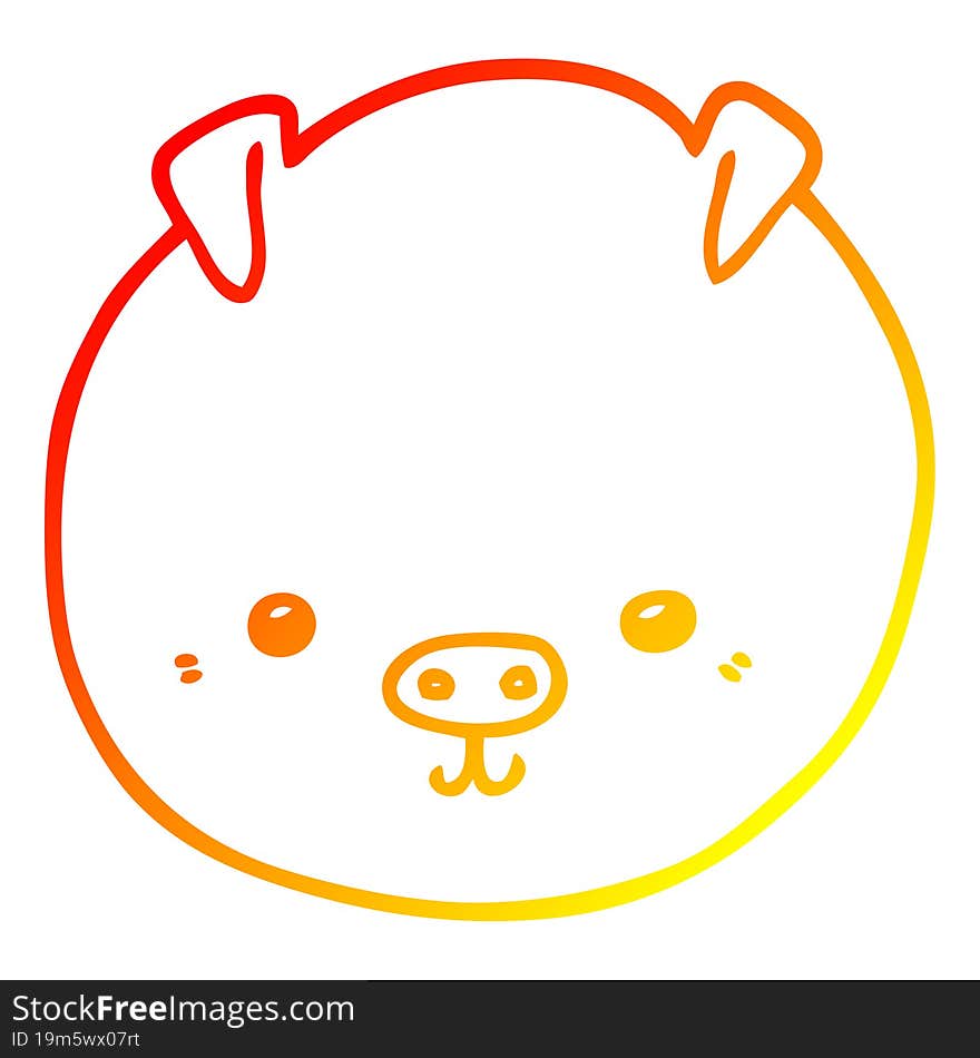 warm gradient line drawing of a cartoon pig