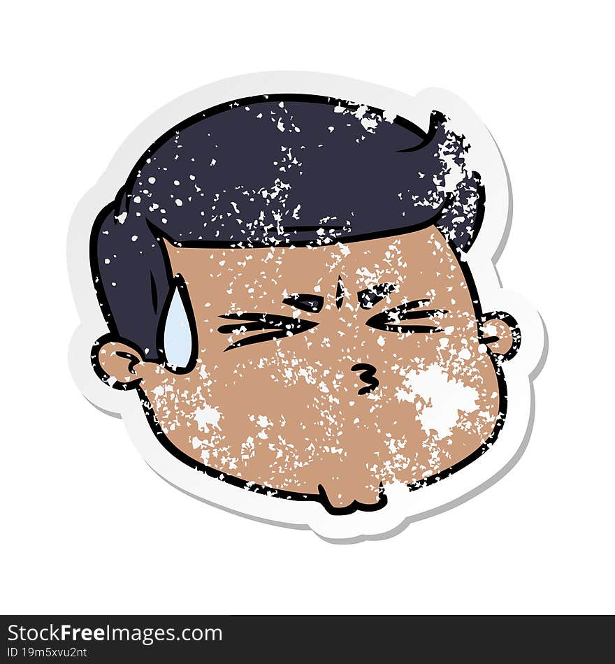 distressed sticker of a cartoon male face