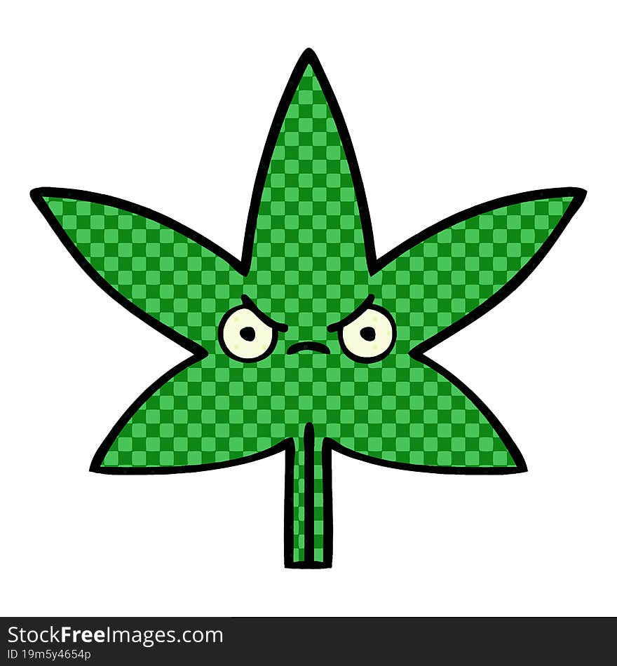 comic book style cartoon marijuana leaf