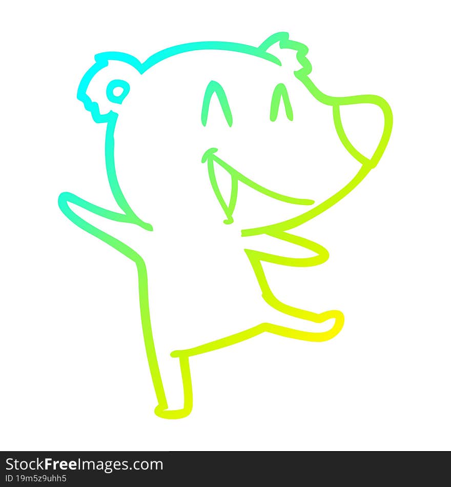 cold gradient line drawing laughing bear cartoon