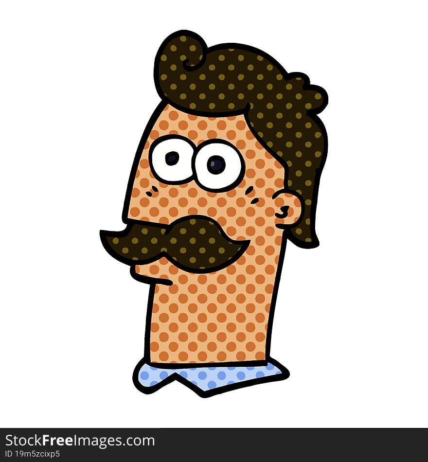 cartoon doodle man with moustache