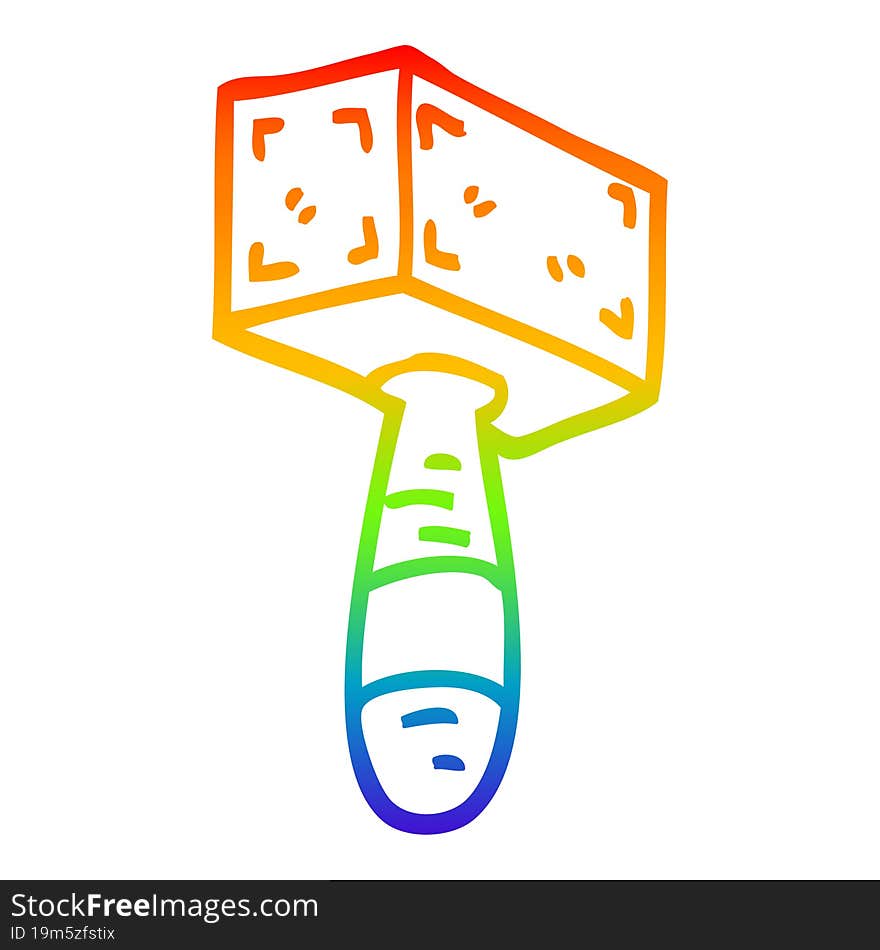 Rainbow Gradient Line Drawing Cartoon Hammer