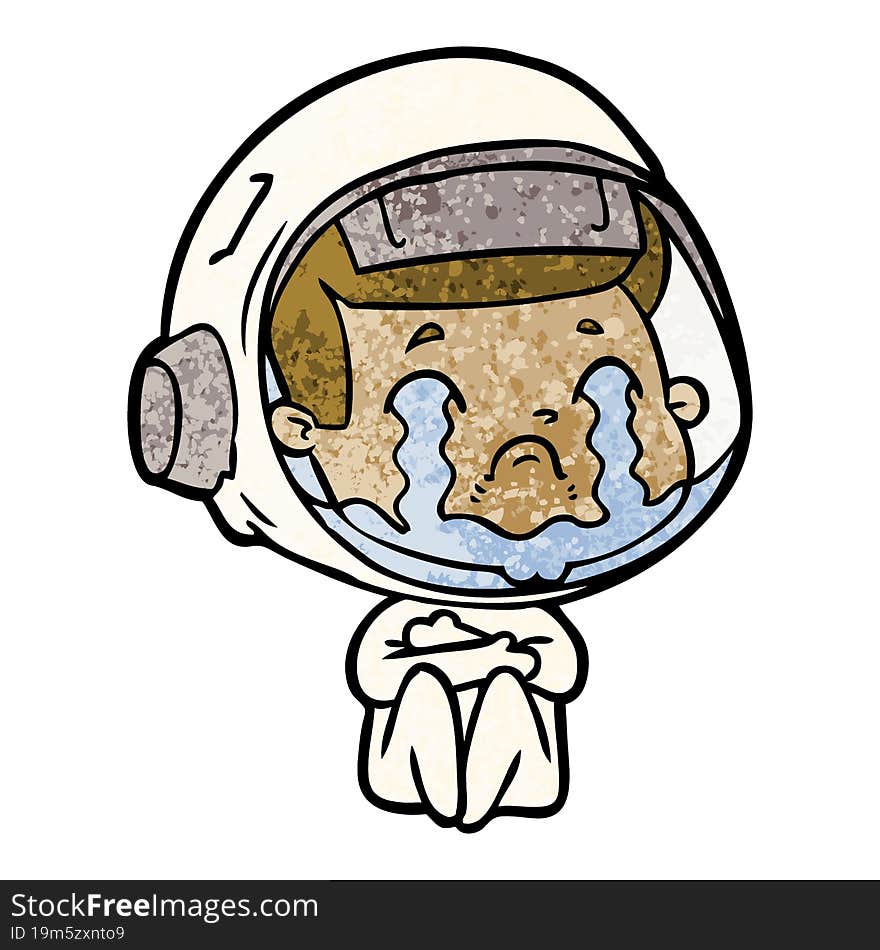 cartoon crying astronaut. cartoon crying astronaut