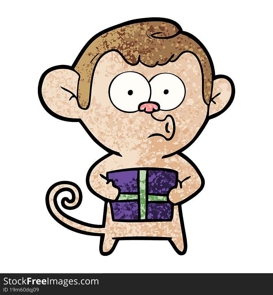 cartoon christmas monkey. cartoon christmas monkey