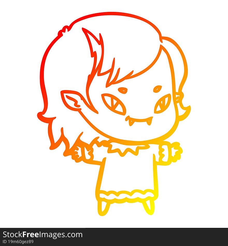 warm gradient line drawing cartoon friendly vampire girl