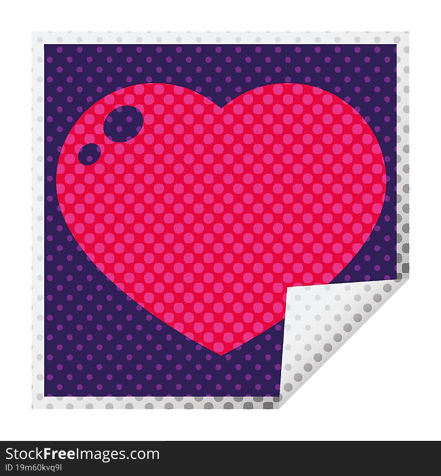 heart peeling sticker graphic vector illustration square peeling sticker. heart peeling sticker graphic vector illustration square peeling sticker