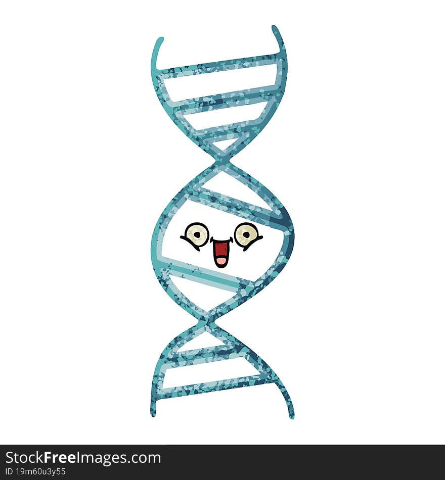 retro illustration style cartoon of a DNA strand