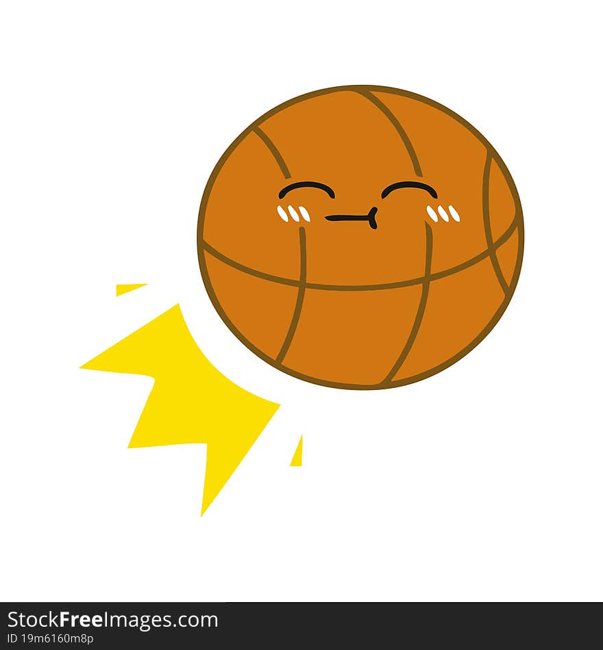 flat color retro cartoon of a basketball