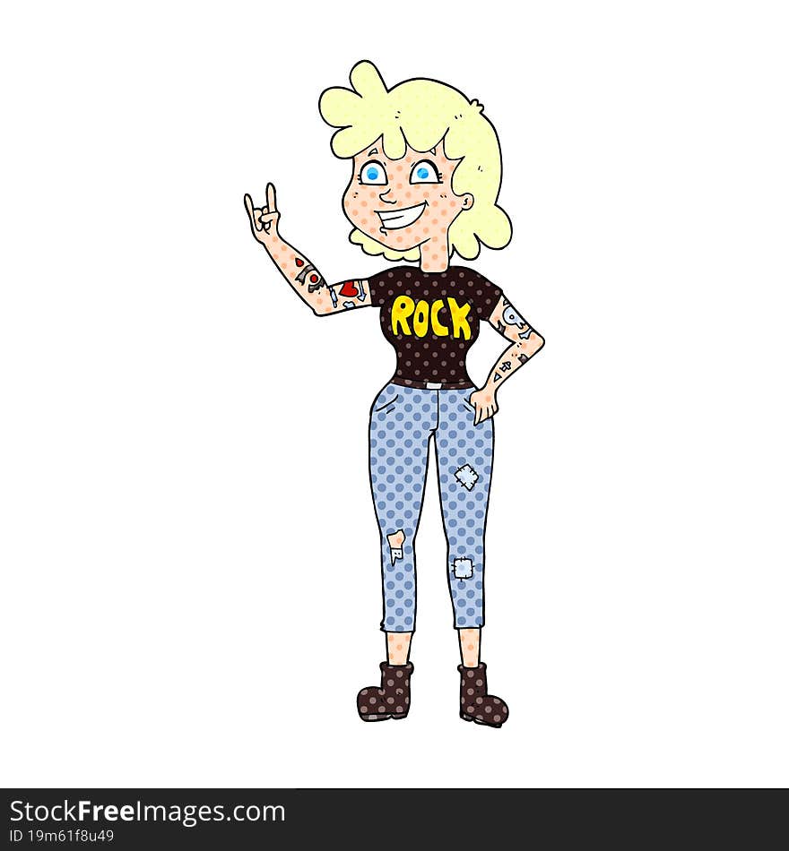 freehand drawn cartoon rock girl