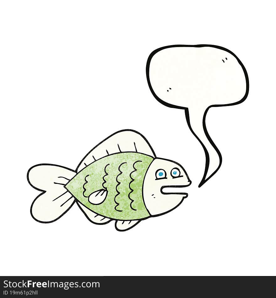 Speech Bubble Textured Cartoon Funny Fish