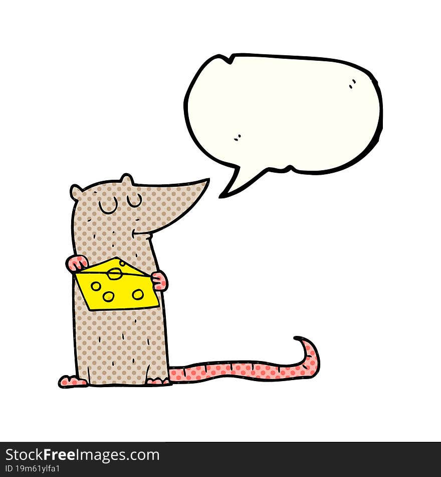 Comic Book Speech Bubble Cartoon Mouse With Cheese