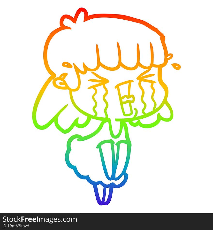 rainbow gradient line drawing of a cartoon woman