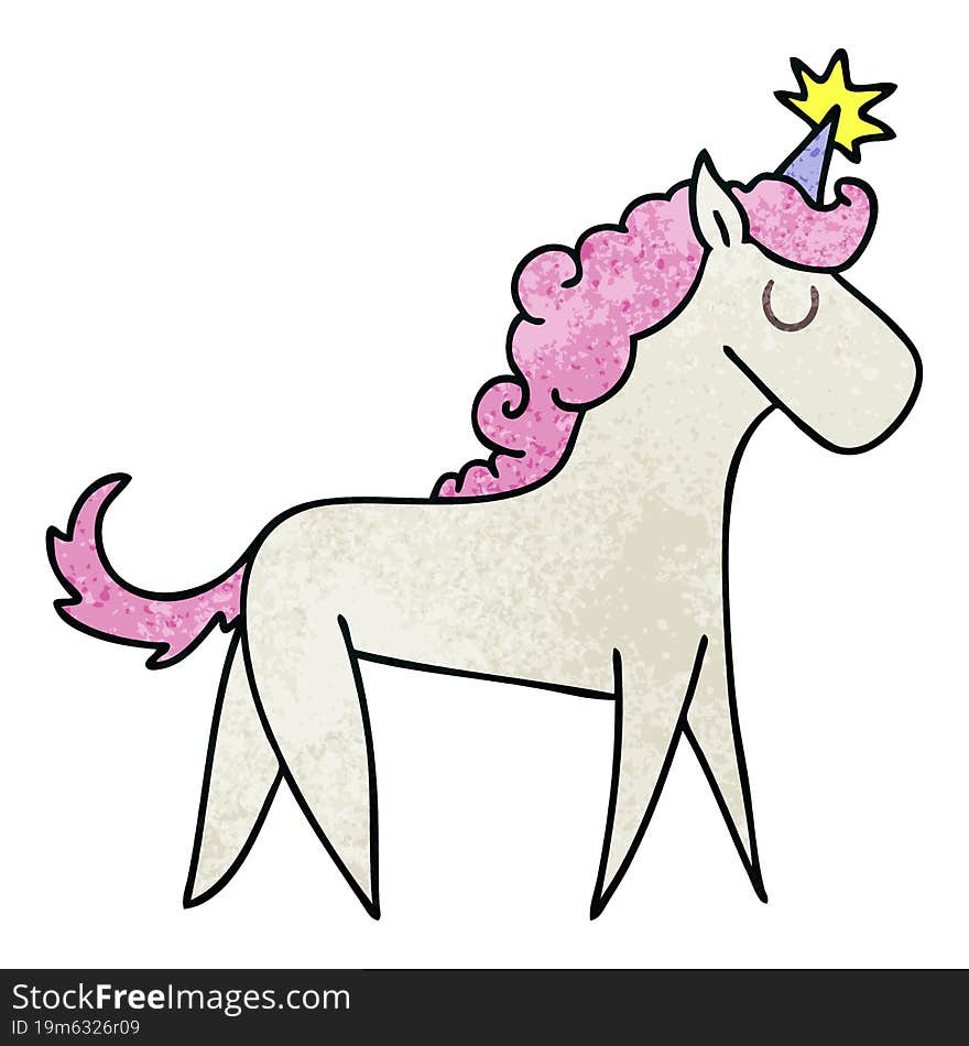 quirky hand drawn cartoon unicorn