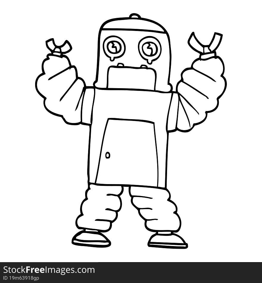 line drawing cartoon robot