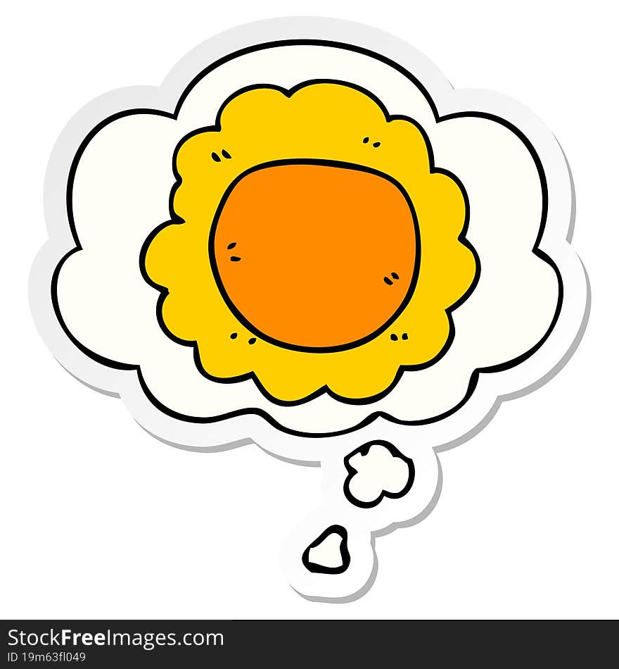 cartoon flower and thought bubble as a printed sticker