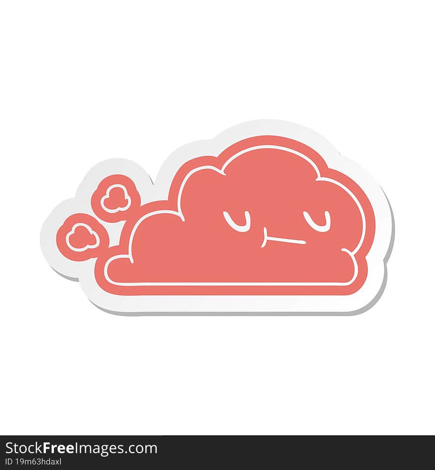 Cartoon Sticker Of Kawaii Happy Cloud