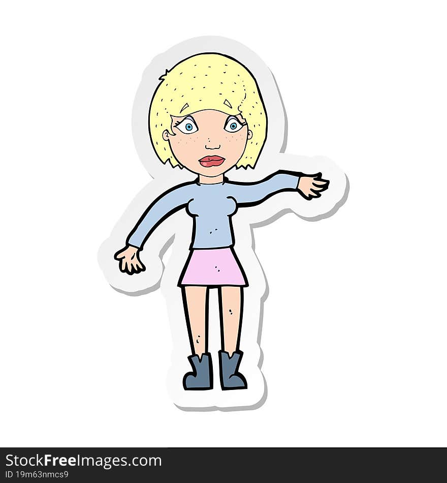 sticker of a cartoon surprised woman