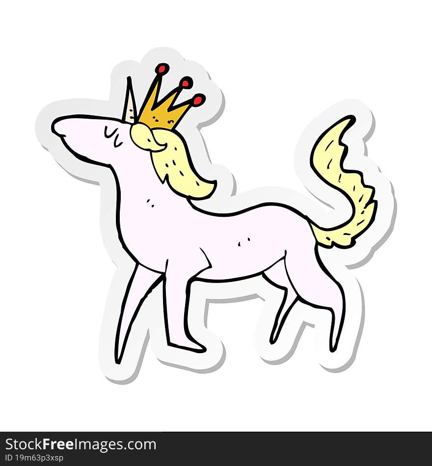 sticker of a cartoon unicorn