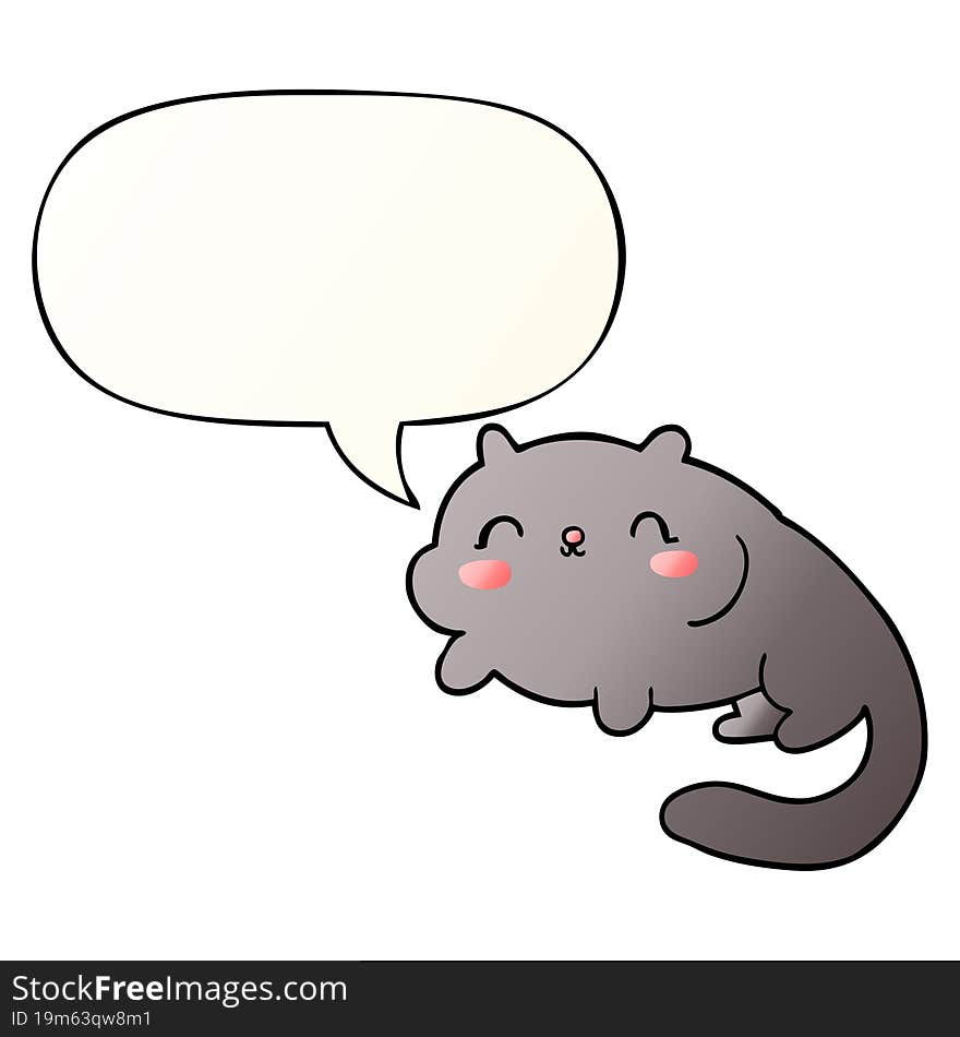 cartoon cat and speech bubble in smooth gradient style