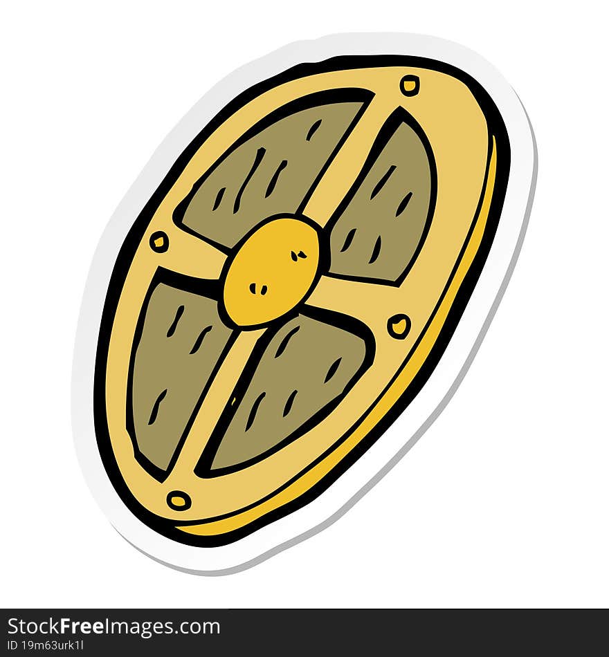 sticker of a cartoon shield